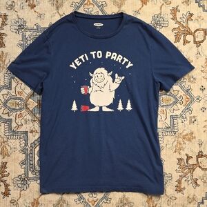Old Navy Blue Graphic Tee with "Yeti to Party" Design